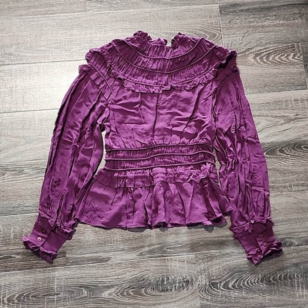 Farm Rio burgundy Ruffle Blouse - Picture 5 of 6
